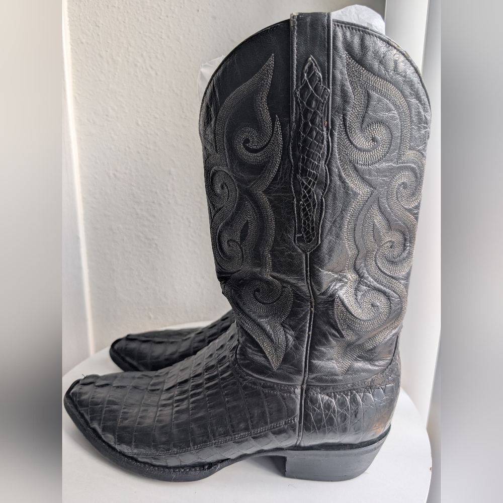 SEDONA WEST Men's Geniune Leather Black Alligator Boots - Picture 5 of 12